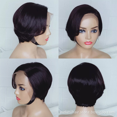 Hot Beauty 13x4 Lace Front Pixie Cut Short Curly Bob Wig Preplucked Brazilian Remy Human Hair Extensions Wigs For Black Women